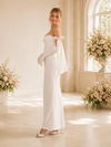 ChicSew Classy Satin Sheath Spaghetti Straps Floor-Length Wedding Dresses With Bow Knot Straps