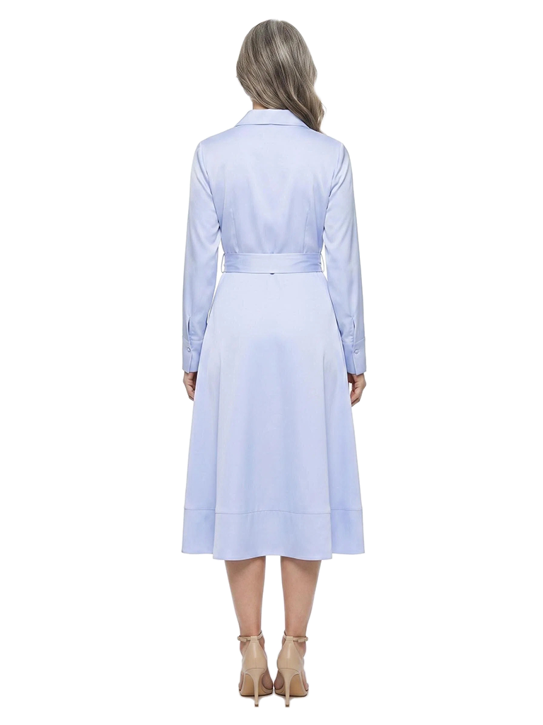 ChicSew V-Neck Long Sleeve Soft Satin Knee-Length A-Line Sophisticated Mother Of The Bride Dress