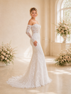 ChicSew Beautiful Sweetheart Mermaid Lace Tulle Off The Shoulder Long Sleeves Boning Floor-Length Wedding Dresses