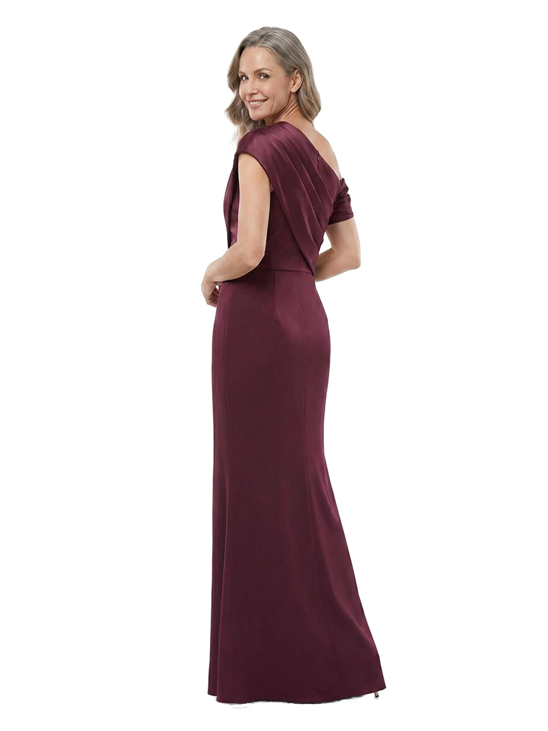ChicSew Asymmetric Ruched Satin Mermaid Floor Length Mother of the Bride Dress
