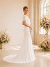 ChicSew Flutter Sleeve Mermaid Wedding Dress Open Back Chiffon Bridal Gown With Beading Waist