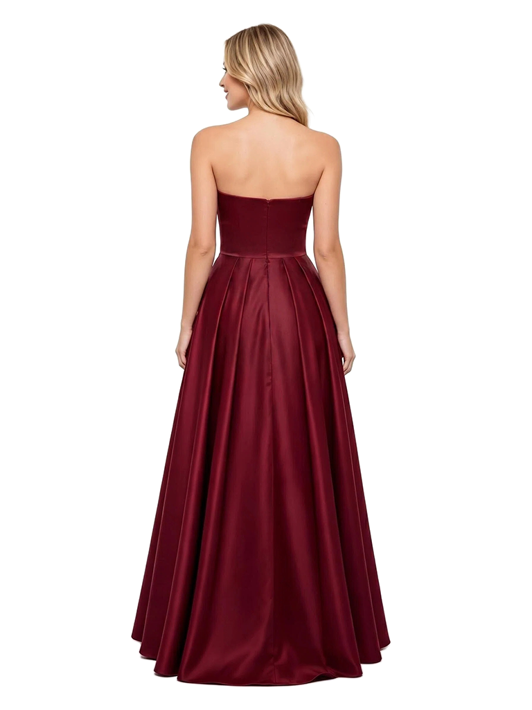 ChicSew Strapless Soft Satin A-Line Bow Knot High-Low Bridesmaid Dresses