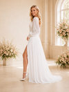 ChicSew Sexy A-Line Chiffon Side Slit Lace V-Neck Long Sleeves Maxi Wedding dresses Online