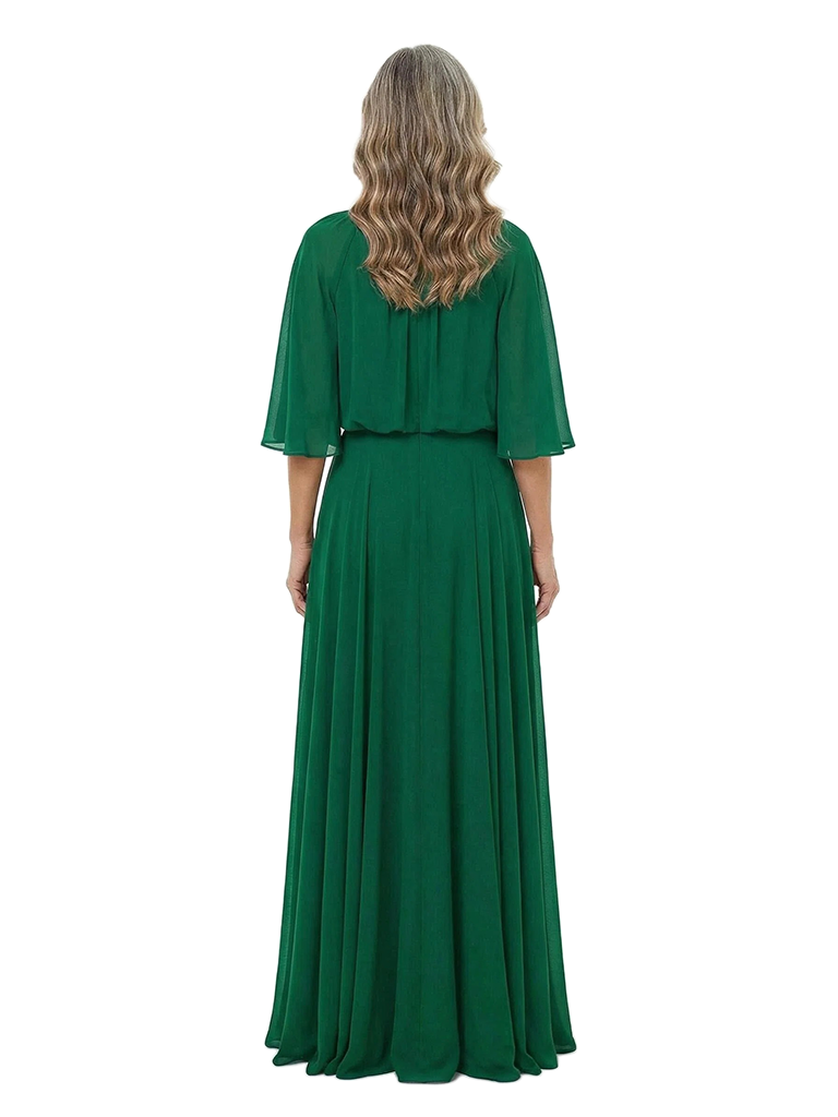 ChicSew Scoop Half Sleeve Floor Length Chiffon Elegant Mother of the Bride Dresses