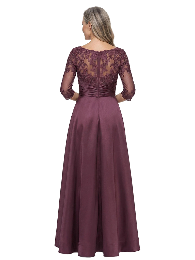 ChicSew Square 3/4 Sleeves  Lace Applique Satin A-Line Mother of the Bride Dress