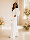 ChicSew Elegant V-Neck Crepe Long Sleeves Floor-Length Wedding Jumpsuit