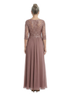 ChicSew Beautiful Illusion Lace Long Sleeve Chiffon Long Mother Of The Bride Dresses With Ruffle