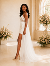 ChicSew Sexy V-Neck Spaghetti Straps Lace Sheath Wedding Dress With Tulle Overskirt