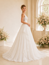 ChicSew Elegant Spaghetti Straps V-Neck A-Line Lace Chiffon Long Wedding Dresses