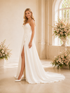 ChicSew Elegant Crepe Ruched Sweetheart A-Line Side Slit Long Wedding Dress