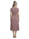 ChicSew V-Neck Short Sleeve A-Line Ruched Tea Length Chiffon Fancy Mother of the Bride Dresses