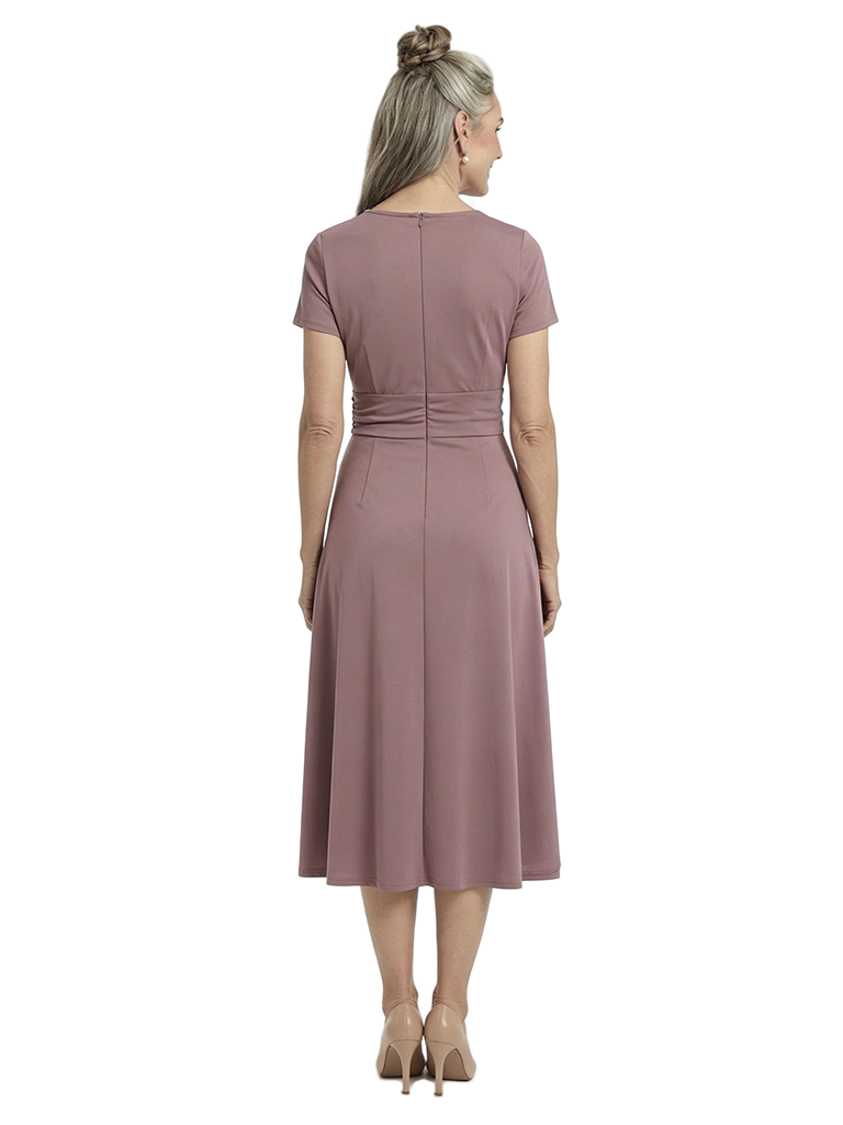 ChicSew V-Neck Short Sleeve A-Line Ruched Tea Length Chiffon Fancy Mother of the Bride Dresses