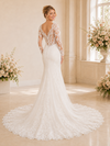 ChicSew Romantic V-Neck Lace Tulle Long Sleeves Mermaid Maxi Wedding Dresses