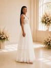 ChicSew Modern A-Line V-Neck Spaghetti Straps Lace Tulle Long Wedding Dress