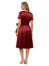 ChicSew V-Neck Short Sleeve A-Line knee Length Satin Fancy Mother of the Bride Dresses
