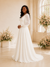 ChicSew Elegant A-Line V-Neck Long Sleeves Ruching Chiffon A-Line Maxi Wedding Dress