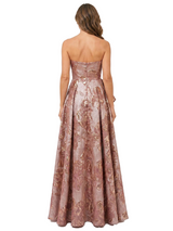 Chicsew Elegant Floral Strapless Ruched Floor-Length A-Line Mother of The Bride Dress