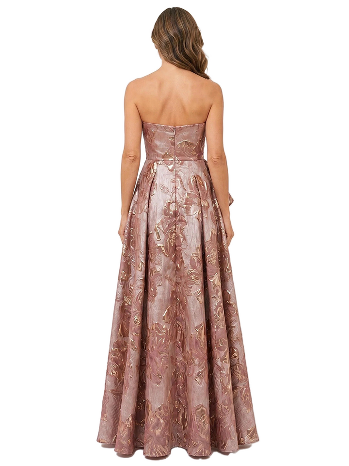 Chicsew Elegant Floral Strapless Ruched Floor-Length A-Line Mother of The Bride Dress