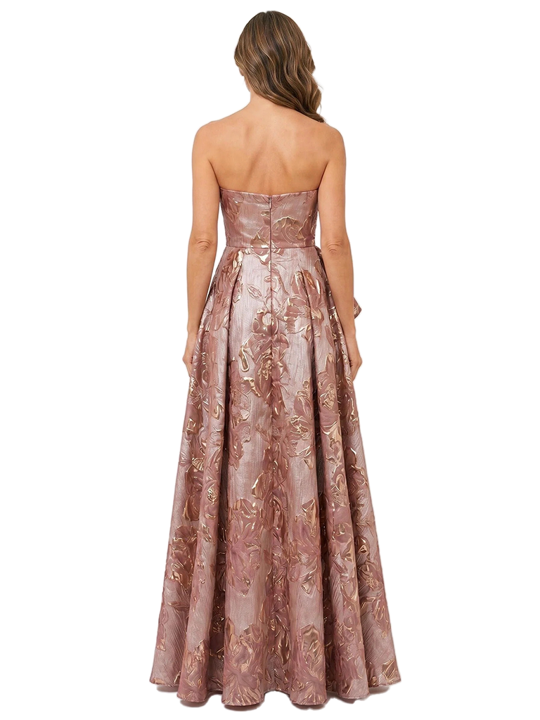 Chicsew Elegant Floral Strapless Ruched Floor-Length A-Line Mother of The Bride Dress