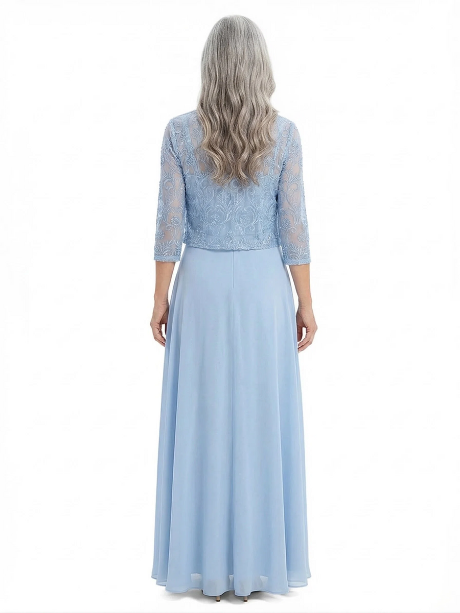 ChicSew Trendy Chiffon A-Line Scoop Mother Of The Groom Dresses With Lace Jacket
