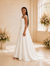 ChicSew Fancy Square Neck Rhinestone Ruching A-Line Satin Maxi Wedding Dress