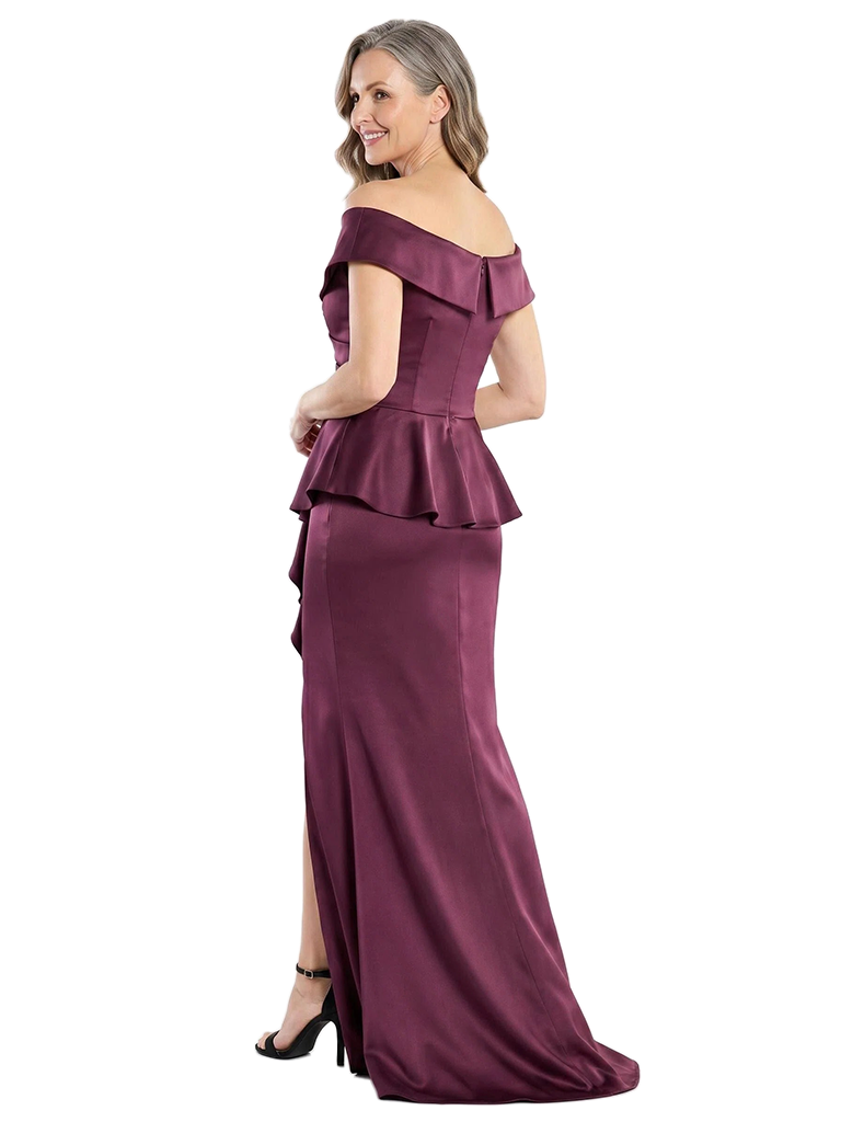 ChicSew Off The Shoulder Beaded Satin Mermaid Floor-Length Mother of the Bride Dress