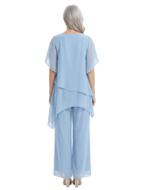 ChicSew Classy Flutter Sleeves Chiffon Mother Of The Groom Pant Suit