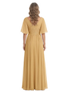 ChicSew Flowy Flutter Sleeves V-Neck Chiffon Floor-Length Mother Of The Groom Dresses With Pleats