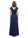 ChicSew Fancy Cap Sleeve V-Neck Beaded Satin A-Line Floor Length Formal Mother Of The Bride Gown