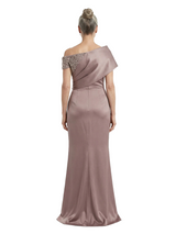 ChicSew Fancy Cape Neckline Beaded Silky Satin Mermaid Mother Of The Groom Evening Gowns