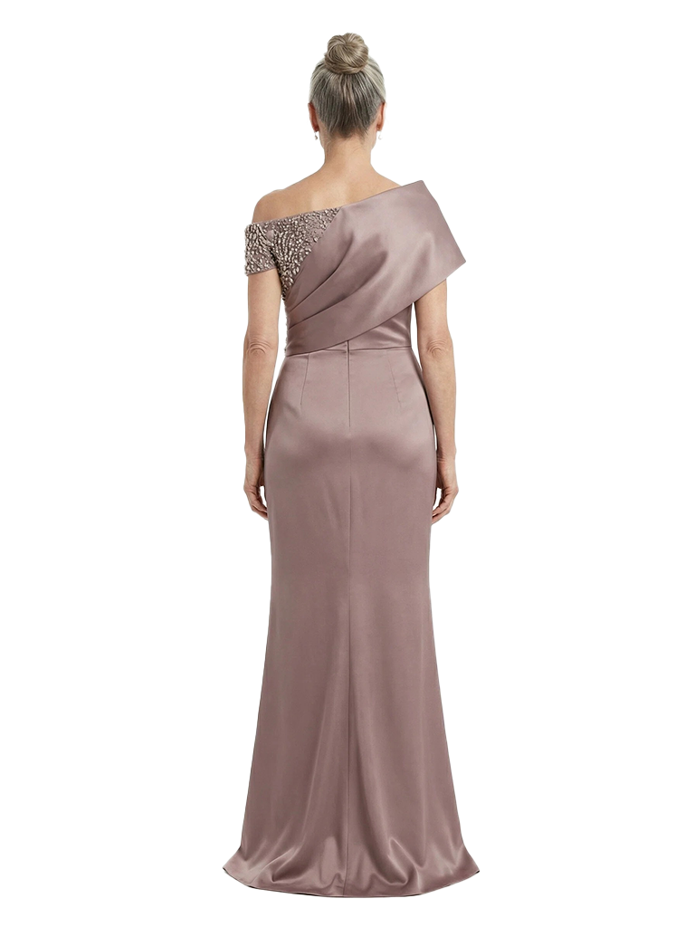 ChicSew Fancy Cape Neckline Beaded Silky Satin Mermaid Mother Of The Groom Evening Gowns