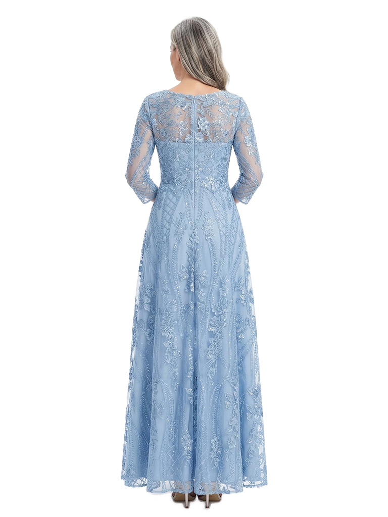 ChicSew Modern Lace A-Line Mother Of The Groom Gowns With Illusion Long Sleeves