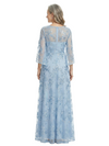 ChicSew Beautiful Embroidered A-Line Mother Of The Groom Gown Sparkly Floral Lace Applique Long Sleeve