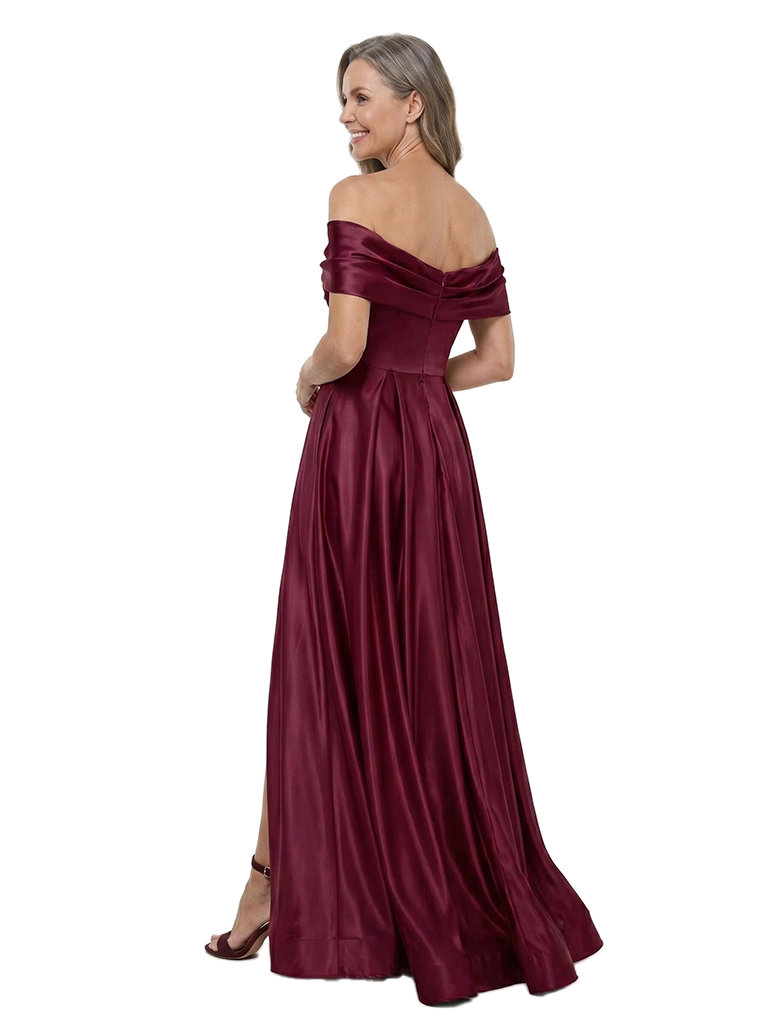 ChicSew Off The Shoulder Satin A-Line Mother of the Groom Dress