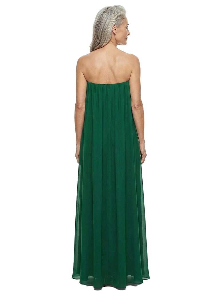 ChicSew Strapless Floor Length Flowy Chiffon Formal Evening Gowns For Mother Of The Bride
