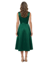 ChicSew V-Neck Sleeveless Belted Satin Tea Length A-Line Mother of the Bride Dress