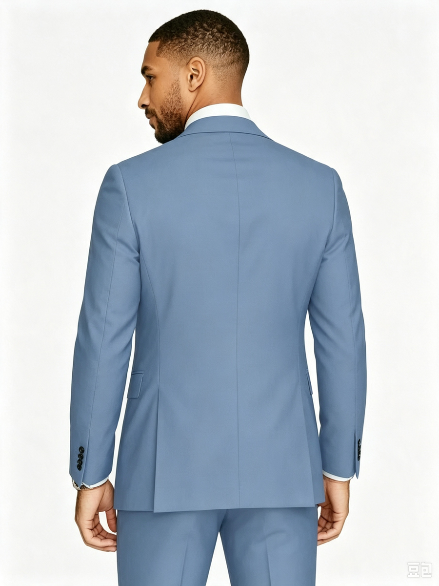 Classic 3 Piece Dusty Blue Men's Suit with Regular Fit and Sophisticated Peak Lapel