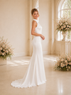 ChicSew Sexy High Neck Sleeveless Satin Mermaid Long Wedding Dresses