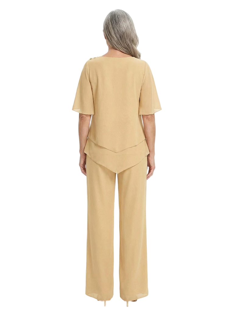 ChicSew Scoop Flutter Sleeves Jumpsuit For Mother Of The Bride Chiffon Mother Of The Bride Pantsuits