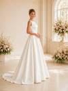 ChicSew Classic Jewel Sleeveless Satin A-Line  Floor-Length Wedding Dresses