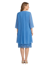 ChicSew Round Neck Long Sleeve Chiffon Jacket Lace Beaded Short Chiffon Mother Of The Bride And Groom Dresses