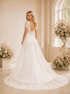 ChicSew Beautiful V-Neck Mermaid Short Sleeves Satin Long Wedding Dresses Online