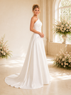 ChicSew Elegant Ruching Asymmetric Satin A-Line Wedding Dresses With Beading