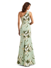 Simple One Shoulder Side Slit Mermaid Floral Satin Maxi Floral Formal Dresses For Women