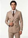 Classic 3 Piece Taupe Men's Suit with Regular Fit and Sophisticated Peak Lapel