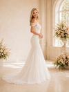 ChicSew Delicate Off The Shoulder Mermaid Lace Tulle Maxi Wedding Dresses With Pleats