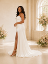 ChicSew Fancy Sweetheart Ruching Mermaid Side Slit Long Satin Wedding Dress