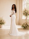 ChicSew Unique Modern Off The Shoulder Long Sleeves Lace Crepe Mermaid Maxi Wedding Dress