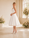 ChicSew Classy Satin A-Line Spaghetti Straps Lace Knee-Length Wedding Dresses