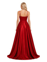 ChicSew Fancy Spaghetti Straps A-Line Satin Boned Elegant Long Bridesmaid Gown Online